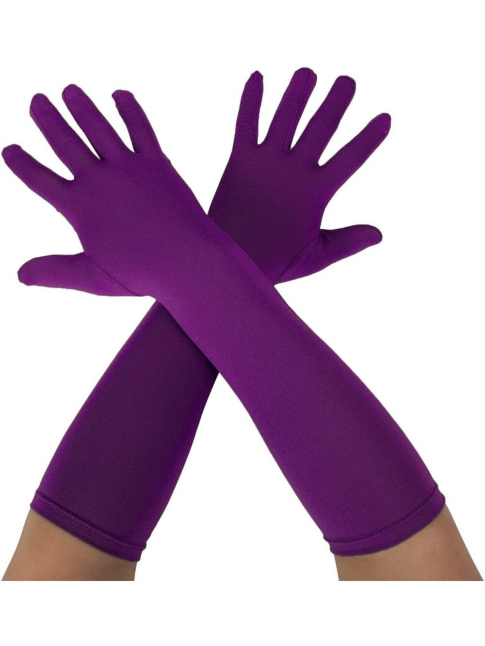 Women's Purple Unisex 15" Long Elbow Spandex Costume Party Opera Gloves